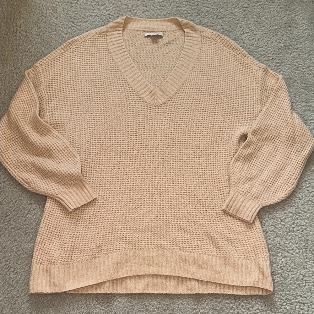 American Eagle Outfitters V-Neck Sweater in Beige
